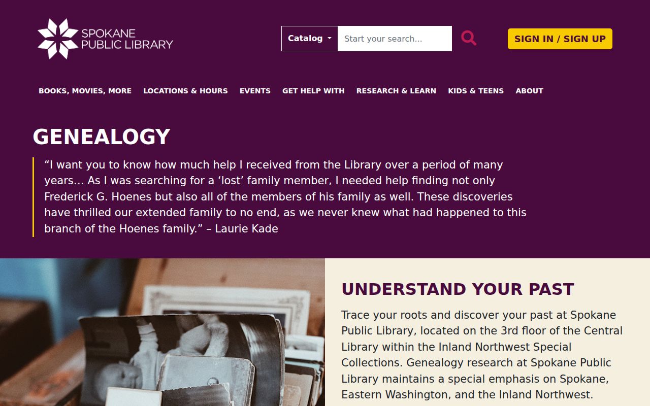 Spokane historical directory resources at the public library